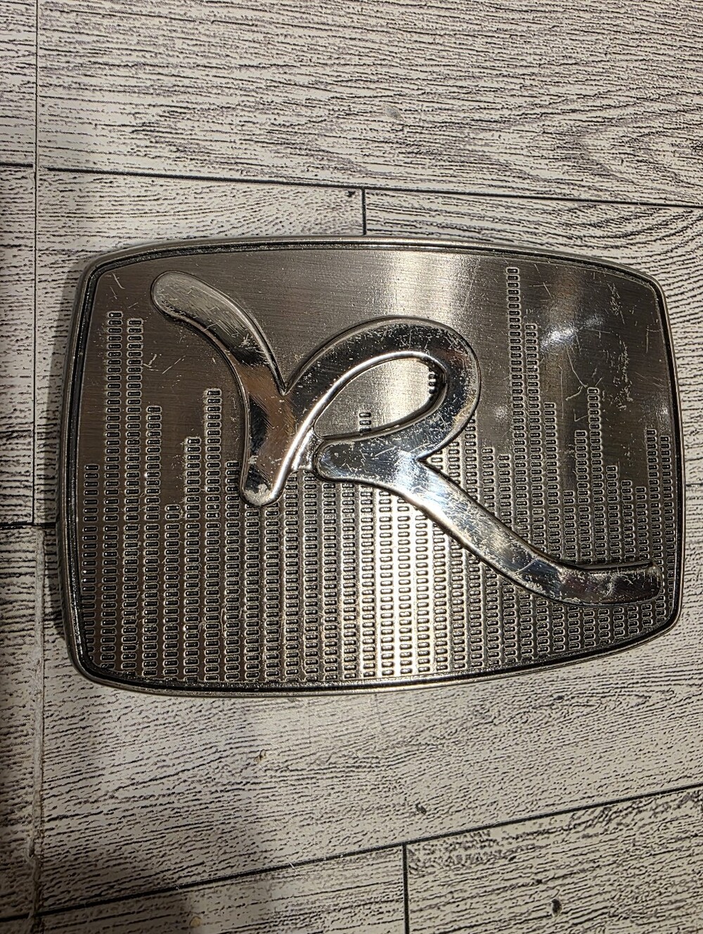 Vintage Roca Wear Embossed Metal Belt Buckle - Silver